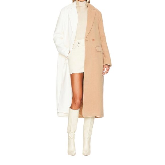 Steve Madden Caroline Two Tone Camel Ivory Long Coat NWT (S) - Picture 16 of 16